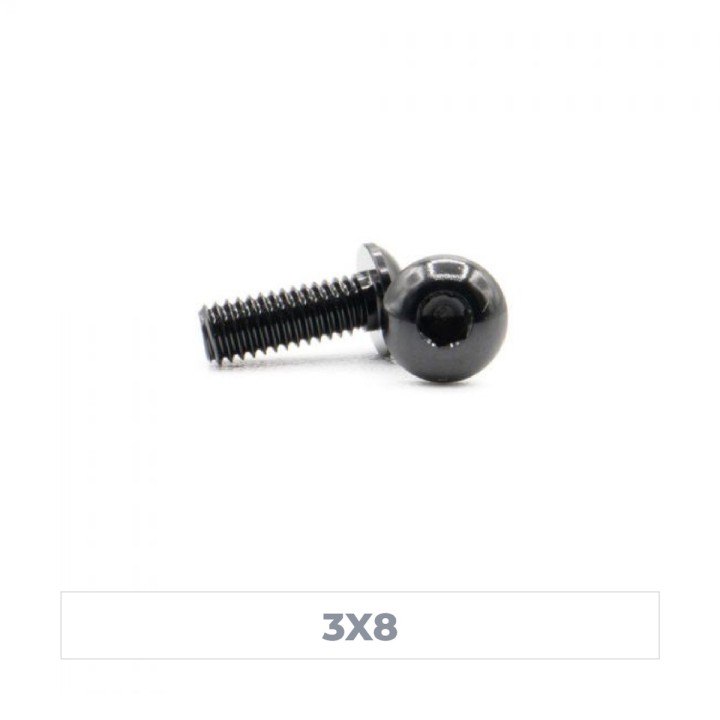 MonacoRC M3x8 Black Alloy Hex Socket Button Head Screw (10)
