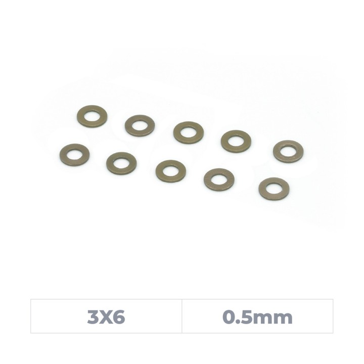 MonacoRC Alu Shim 3x6x0.5mm - Smoke Grey (10)