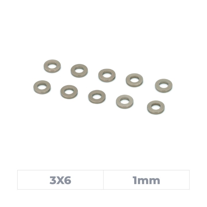 MonacoRC Alu Shim 3x6x1mm - Smoke Grey (10)