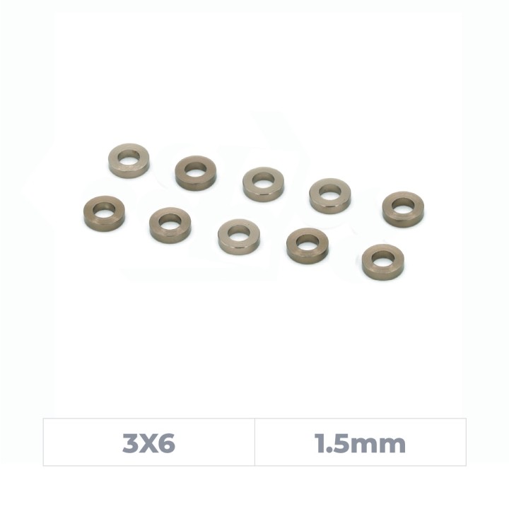 MonacoRC Alu Shim 3x6x1.5mm - Smoke Grey (10)