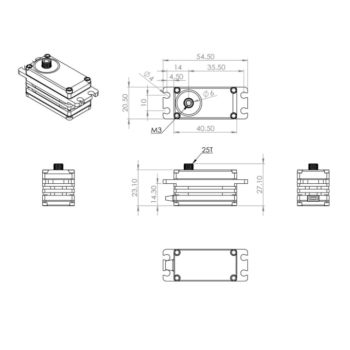 MKS HBL575SL Ultra Low Profile (0.07s/16.8kg/7.4V) Brushless Servo
