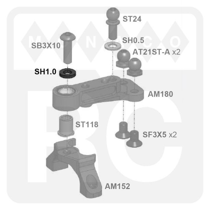 SH1.0 Awesomatix 6x3x1.0mm Spacer Gray (10)