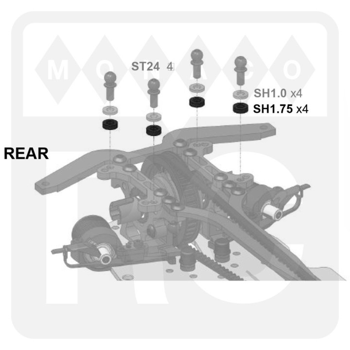 SH1.75 Awesomatix 6x3x1.75mm Spacer (Black) (10)