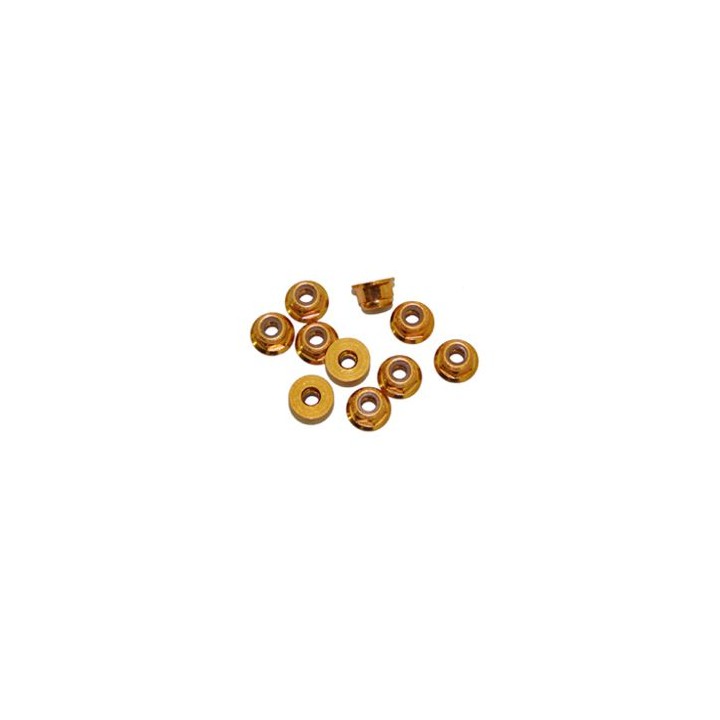 UR1503-G Ultimate 3mm. Alu. Nylon Nut W/Flanged Gold (10Pcs)