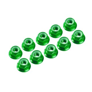 UR1503-GR Ultimate 3mm. Alu. Nylon Nut W/Flanged Green (10Pcs)
