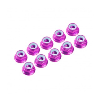 UR1513-PK Ultimate 4 mm. Alu. Nylon Nut W/Flange Pink (10 Pcs)