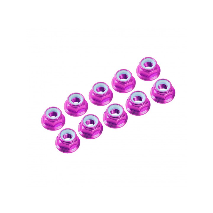 UR1513-PK Ultimate 4 mm. Alu. Nylon Nut W/Flange Pink (10 Pcs)