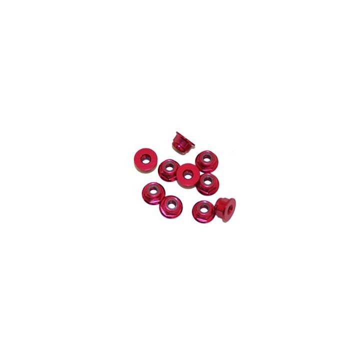 UR1513-R Ultimate 4 mm. Alu. Nylon Nut W/Flange Red (10 Pcs)