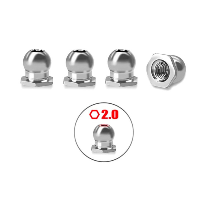 TP-800R-F T-Works Tit. 4.8mm Pivot Ball With Thread Aweso A800R 4pcs.