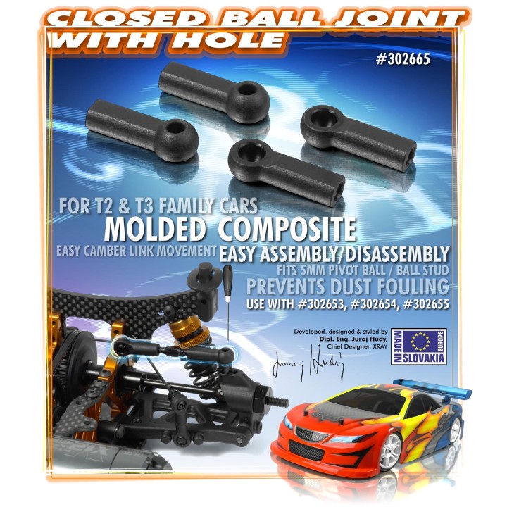302665 Xray Composite Ball Joint 4.9mm - Closed With Hole (4)