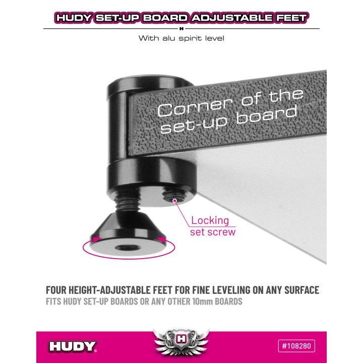 108280 Hudy 10mm Set-Up Board Level Adjustable Feet (4)