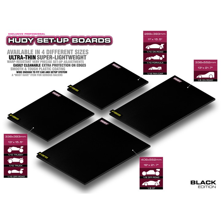108305 Hudy Set-Up Board 1/10 & 1/12 On-Road - Lightweight - Black