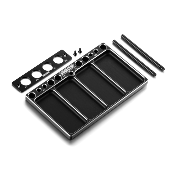 109801 Hudy Alu Tray For 1/10 Off-Road Diff & Shocks