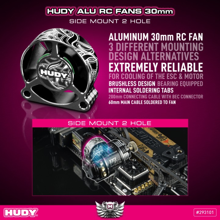 293101 Hudy Alu Rc Fan 30mm - Side Mount 2 Hole