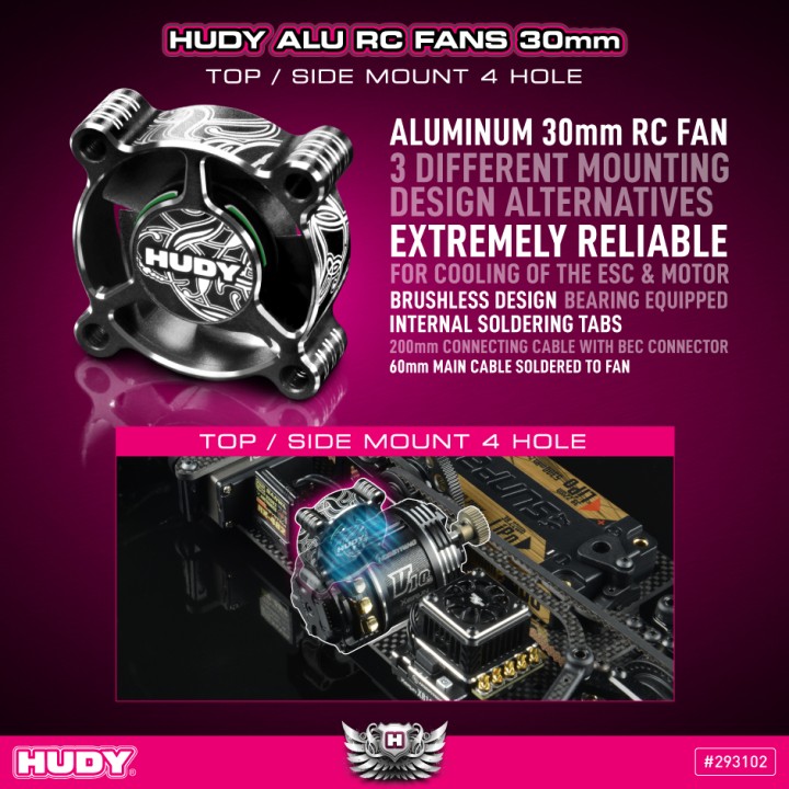 293102 Hudy Alu Rc Fan 30mm - Top/Side Mount 4 Hole