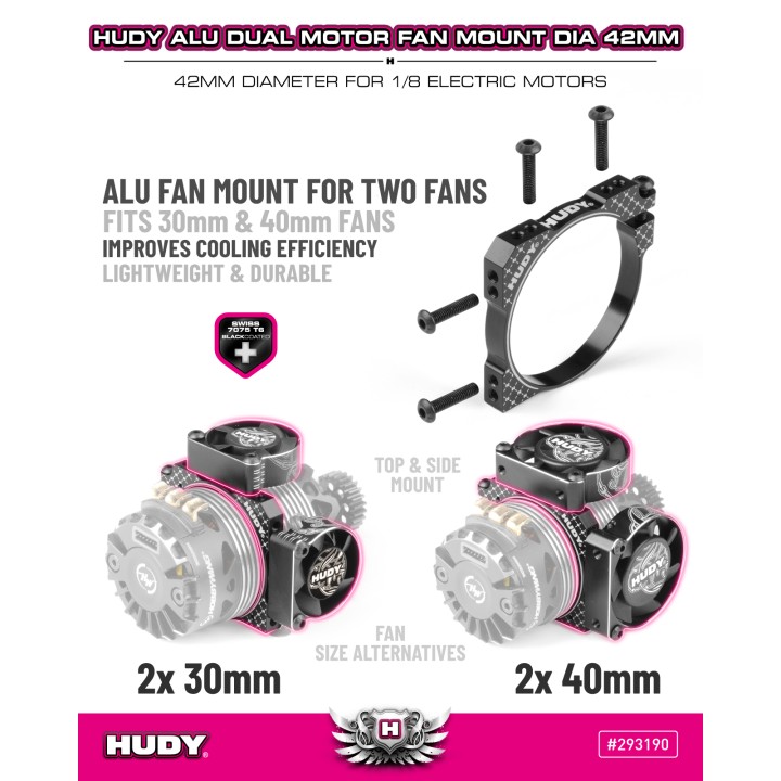 293190 Hudy Alu Dual Motor Fan Mount Dia 42mm
