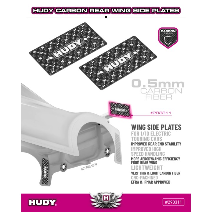 293311 Hudy Graphite Rear Wing Side Plate 0.5mm - 1/10 Electric (2)