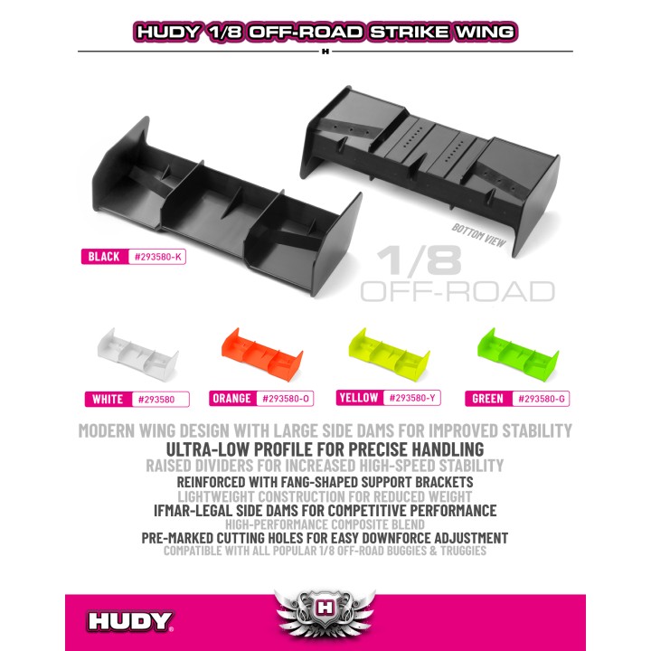 293580-G Hudy 1/8 Off-Road Strike Wing - Green