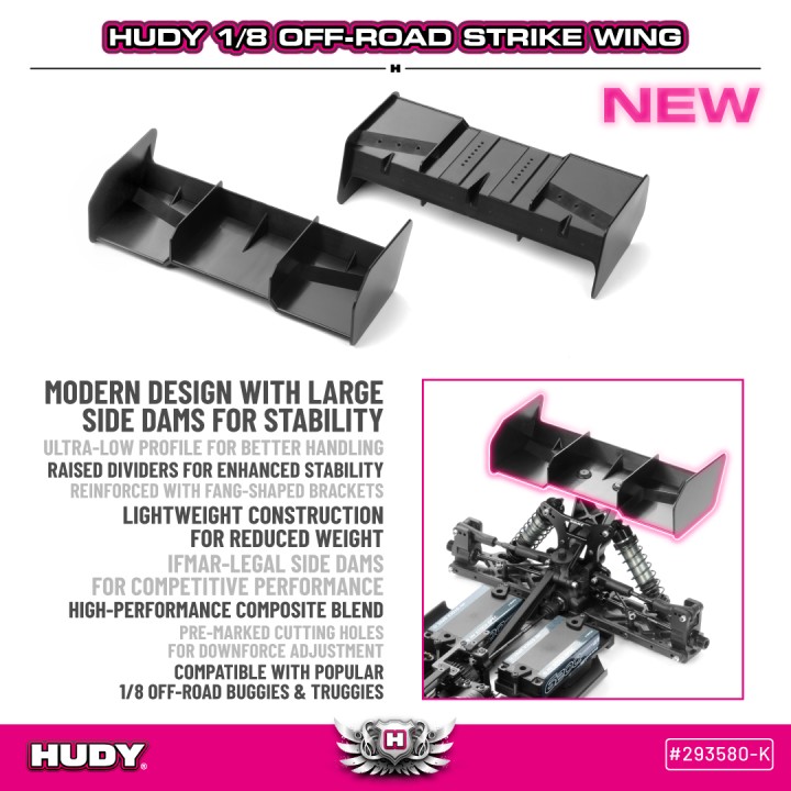 293580-K Hudy 1/8 Off-Road Strike Wing - Black