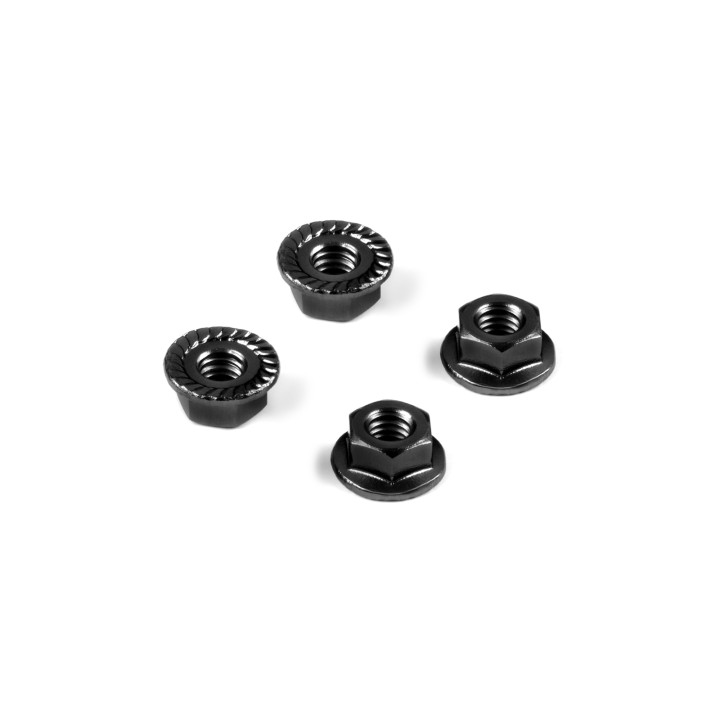 296541-K Hudy Alu Nut M4 With Serrated Flange - Black (4)