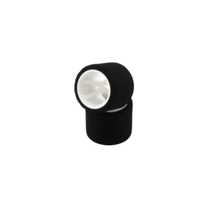 HR006-0062 Hot Race Pair Of Rear Tyres 1:12 Shore 37 On White Rims.