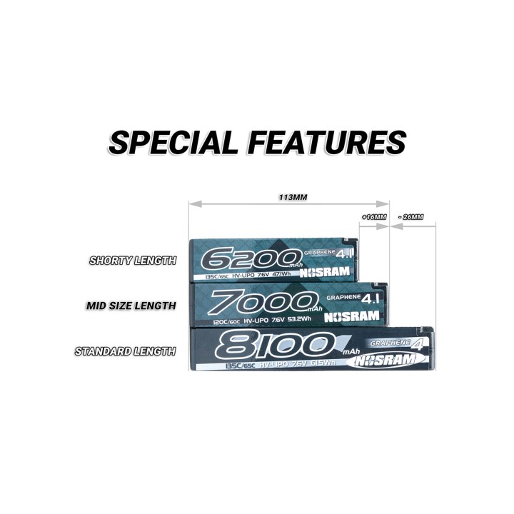 N999749 Nosram Lipo 7000Mah 2S Hv Mid Graphene 120C/60C