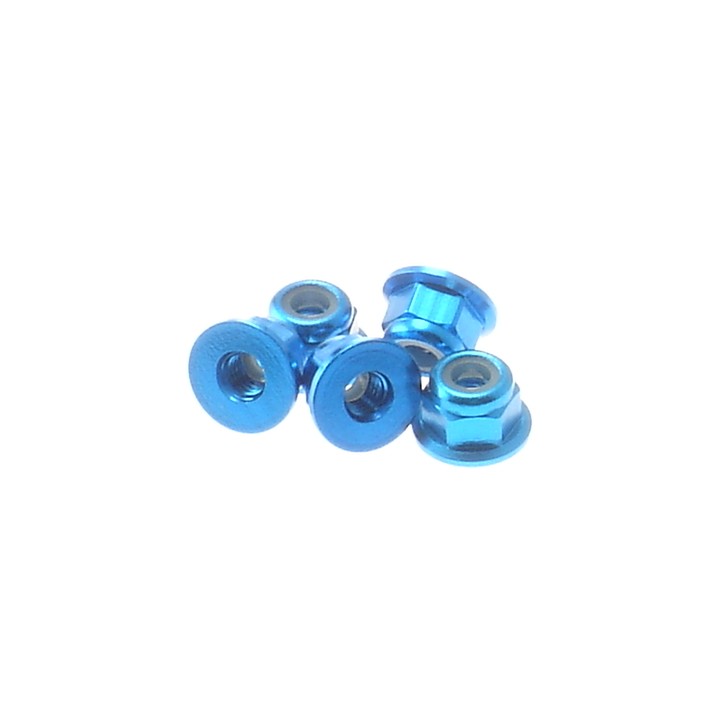 69237 Hiro Seiko 3mm Alloy Flange Nylon Nut [Tamiya-Blue]