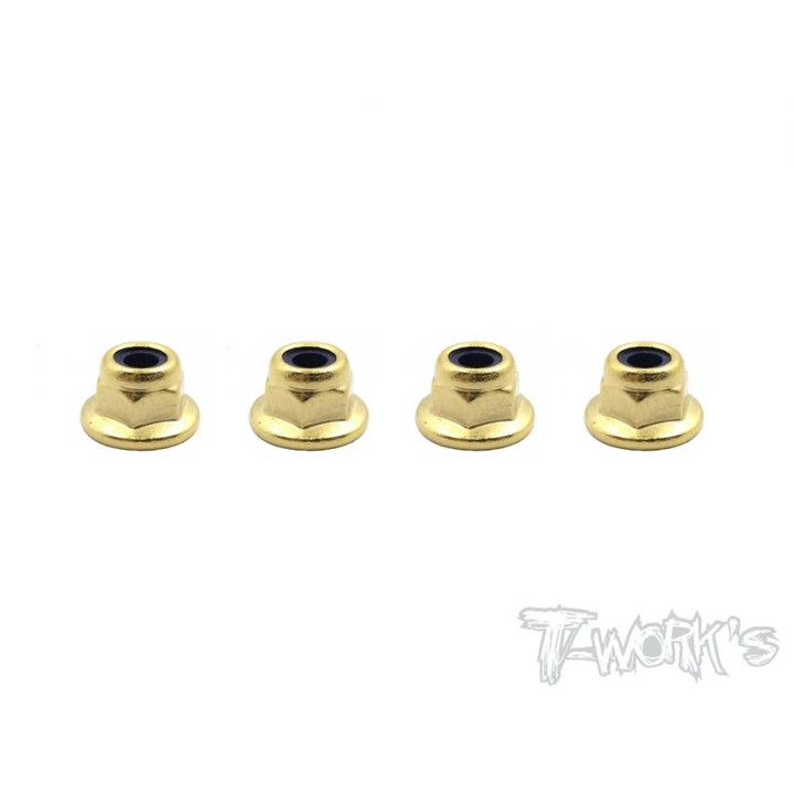 GSS-3FLN T-Works Golden Plated Flat M3 Lock Nuts (4Pcs.)