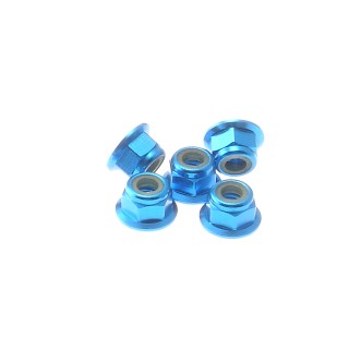 69243 Hiro Seiko 4mm Alloy Flange Nylon Nut [Tamiya-Blue]