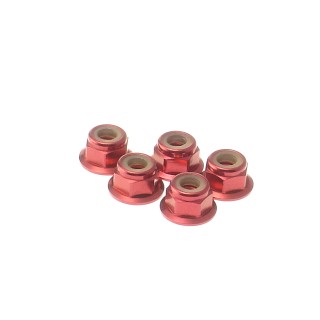 69246 Hiro Seiko 4mm Alloy Flange Nylon Nut [Red]
