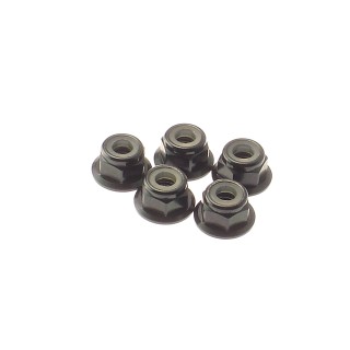 69247 Hiro Seiko 4mm Alloy Flange Nylon Nut [Black]