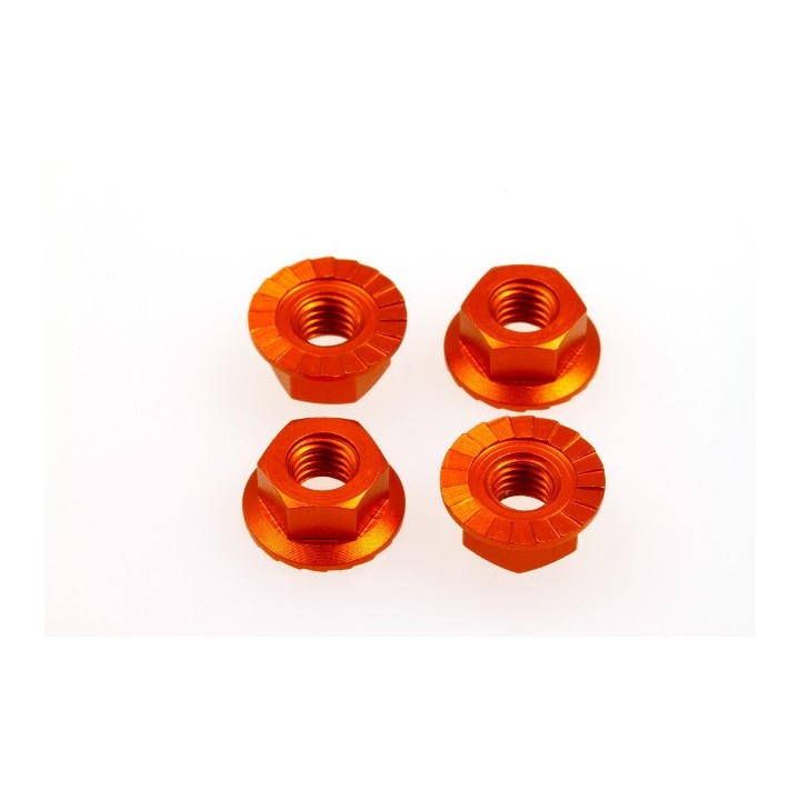 69596 Hiro Seiko 4mm Alloy Serrated Wheel Nut [Orange]