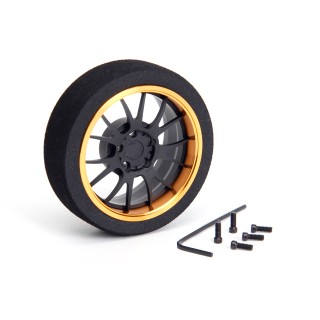 69712 Hiro Seiko Aluminum Steering Mf Wheel 7-Spoke [Fbk+Gold]
