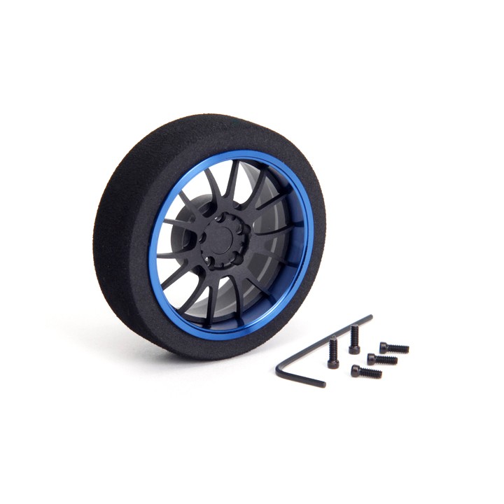 69714 Hiro Seiko Aluminum Steering Mf Wheel 7-Spoke [Fbk+Y-Blue]
