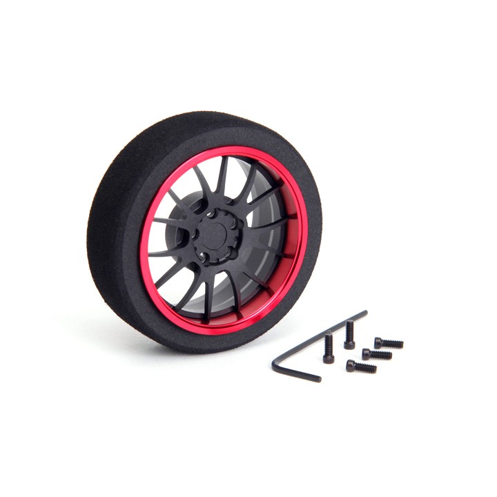 69715 Hiro Seiko Aluminum Steering Mf Wheel 7-Spoke [Fbk+Red]