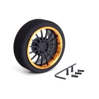 69718 Hiro Seiko Aluminum Steering Mf Wheel 15-Spoke [Fbk+Gold]