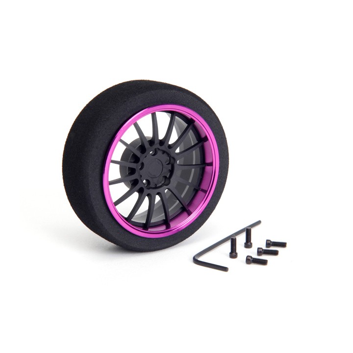 69722 Hiro Seiko Alu Steering Mf Wheel 15-Spoke [Fbk+Purple]