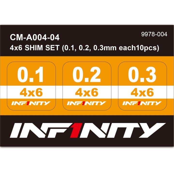 CM-A004-04 InfinityRC 4X6 Shim Set (0.1, 0.2, 0.3mm Each10Pcs)