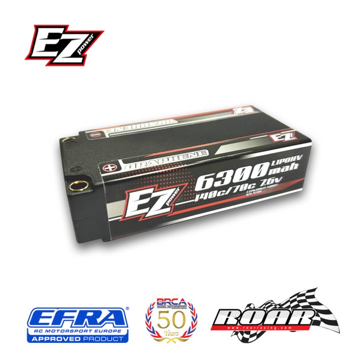 Ezpower Lipo 6300mah Long-Run Short Pack 7.6v 2s 140/70c HV Grap. 5mm