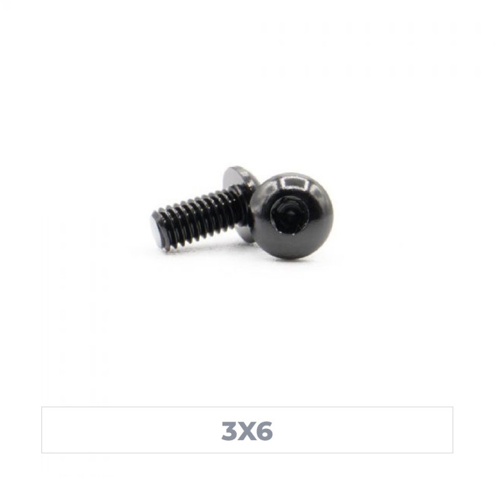 MonacoRC M3x6 Black Alloy Hex Socket Button Head Screw (10)