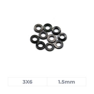 MonacoRC Alu Shim 3x6x1.5mm - Black (10)