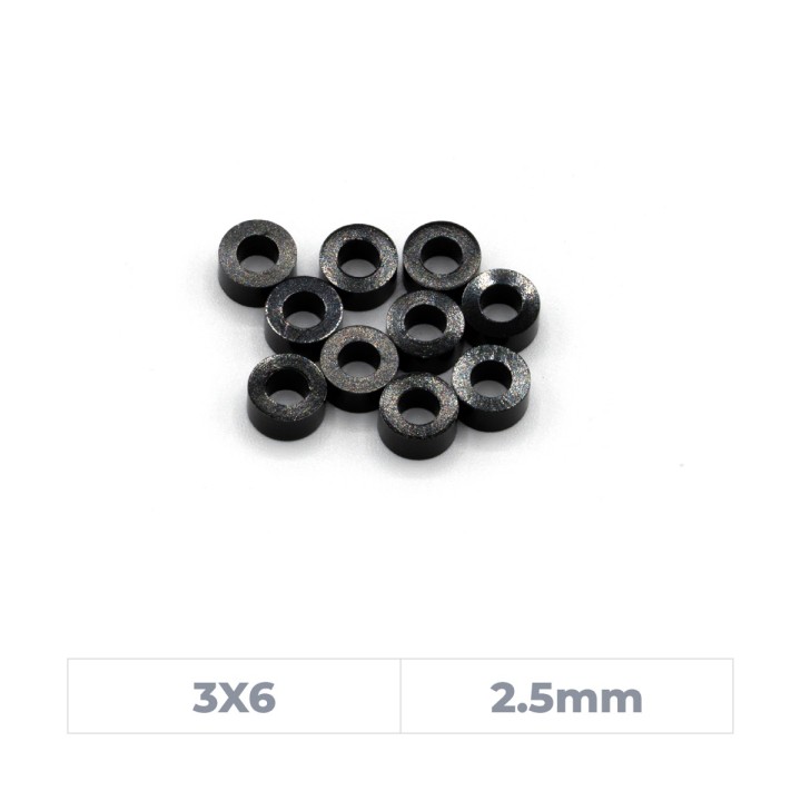 MonacoRC Alu Shim 3X6X2.5mm - Black (10)