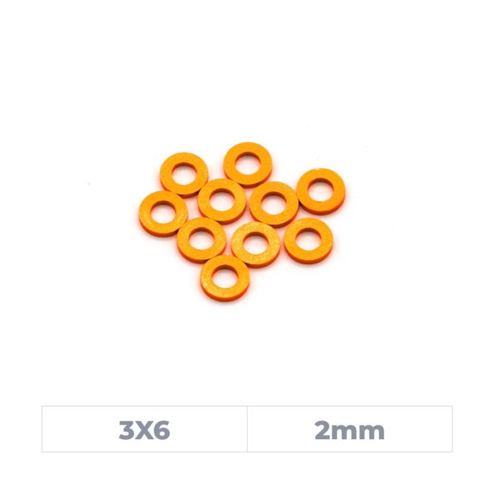 MonacoRC Alu Shim 3x6x2mm - Orange (10)