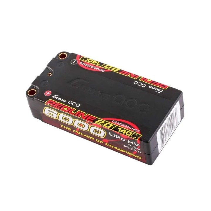 GA60002S14D5 Gens Ace Lipo 6000 Mah Shorty 15,2V Hv 140C 4S2P Pk5