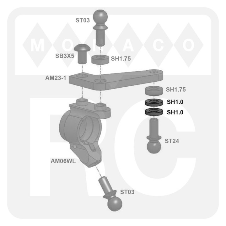 SH1.0 Awesomatix 6x3x1.0mm Spacer Gray (10)