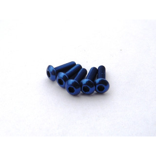 69623 Hiro Seiko Alloy 7075 Hex Button Screw M3X6 [Y-Blue]