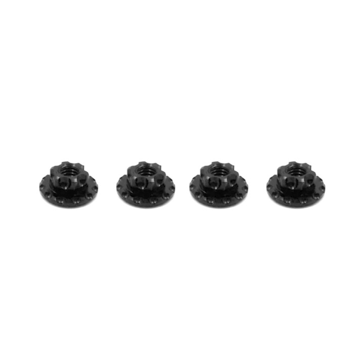 TA-094-BK T-Works Alum serrated flanged reverse nut Black M4 (4pcs.)