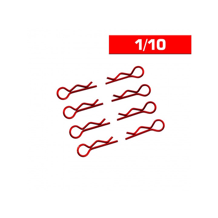UR6411-R Ultimate Body Clips 1/10 Red (X8)