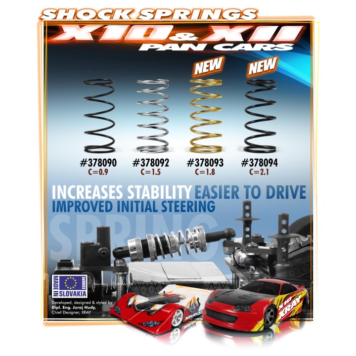 378093 Xray Shock Spring C=1.8 - Gold
