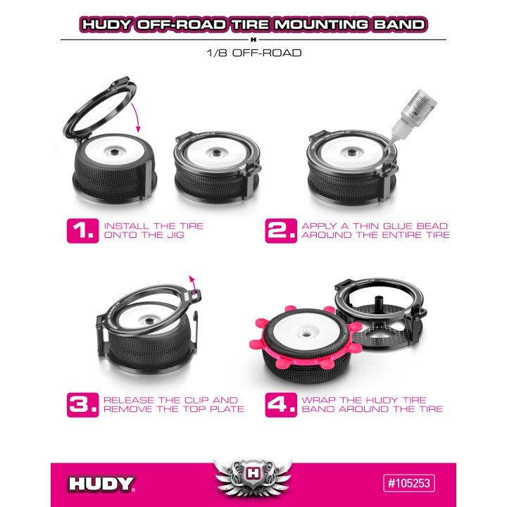 105253 Hudy 1/8 Off-Road Tire Glue Band Octopus - Purple (4)